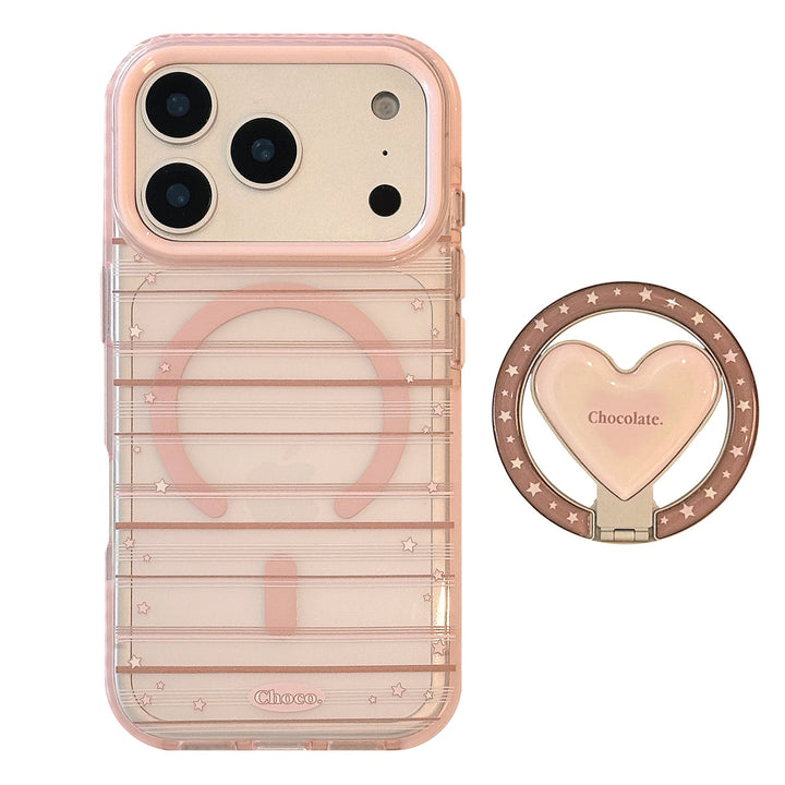 Elevate Your Style with the Magnetic Pink Brown Striped Phone Case