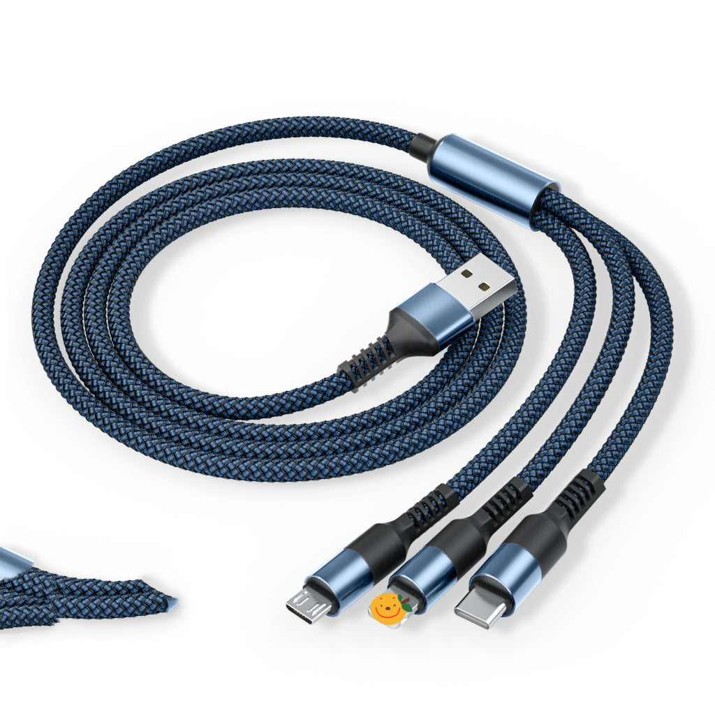 Experience the Ultimate Convenience with Our Nylon Braided 3A 3-in-1 Fast Charging Data Cable