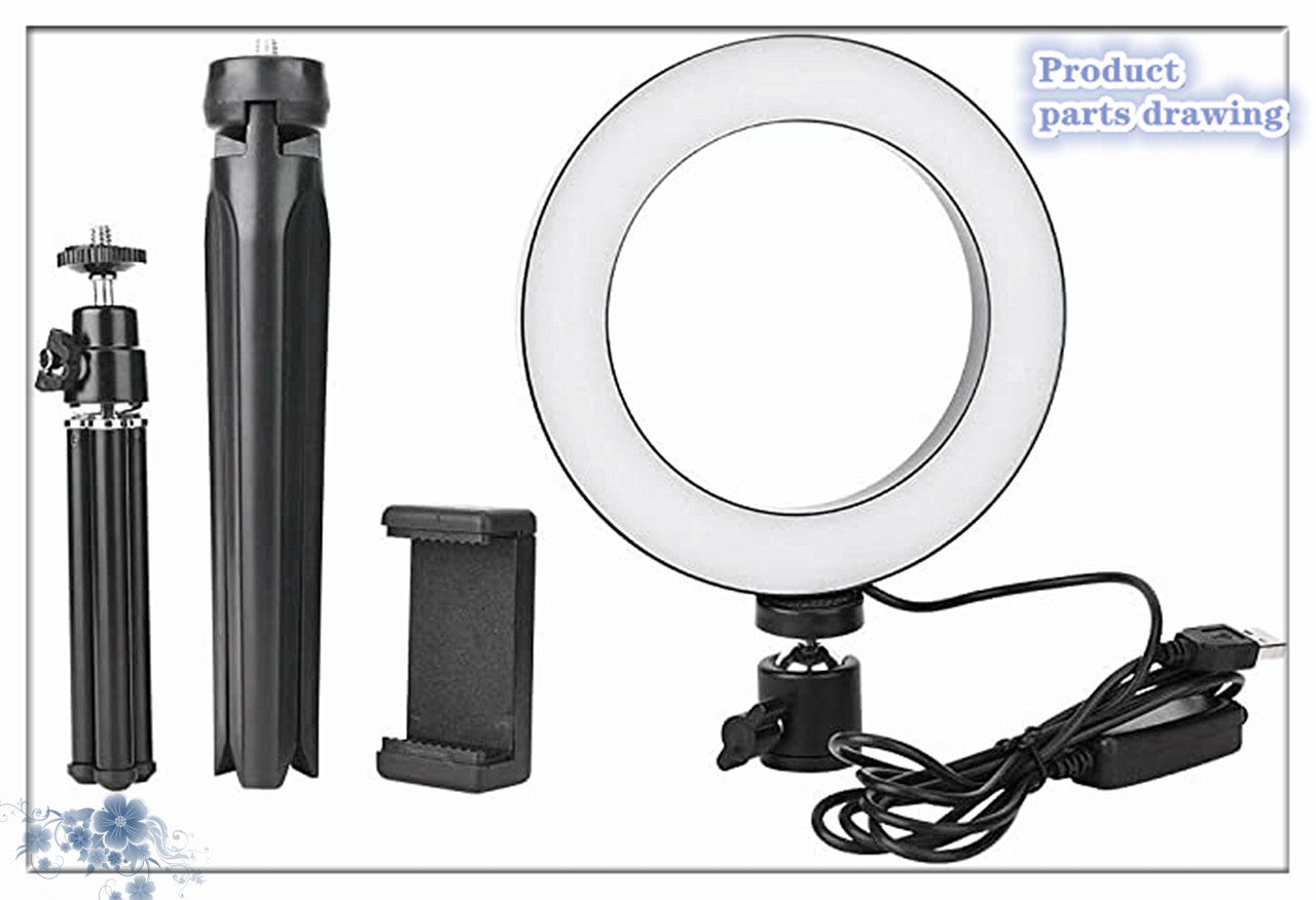 Apple-Compatible 360° Rotatable Ring Light Desktop Tripod