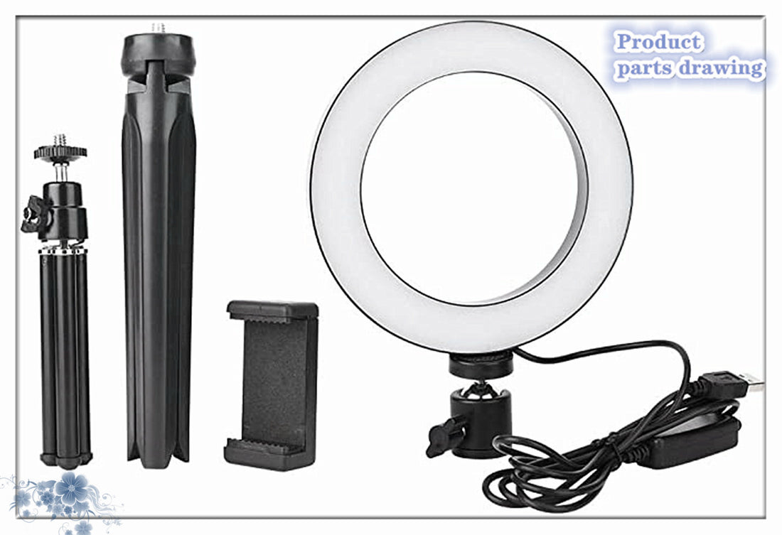 Apple-Compatible 360° Rotatable Ring Light Desktop Tripod
