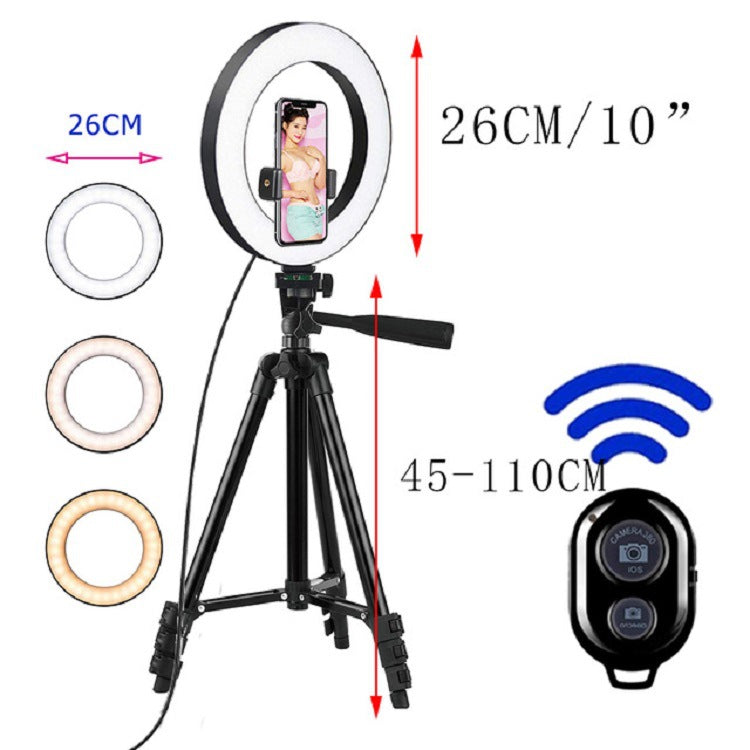 Apple-Compatible LED Ring Light Tripod Makeup Stand