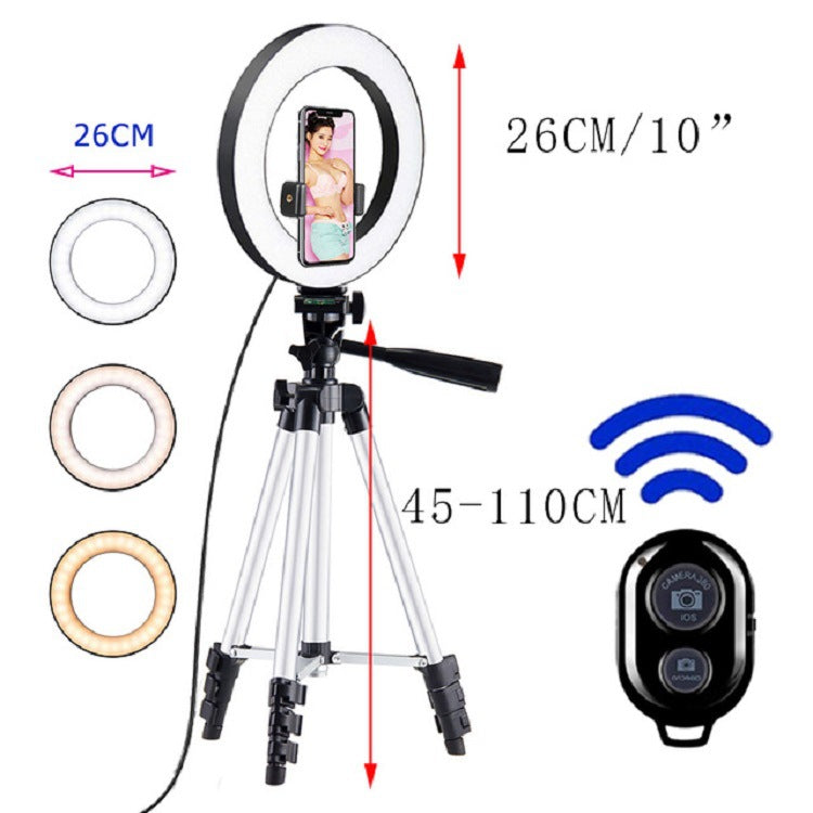 Apple-Compatible LED Ring Light Tripod Makeup Stand
