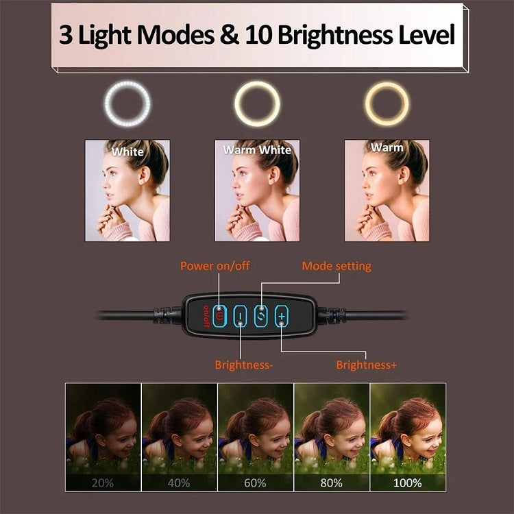 Apple-Compatible LED Ring Light Tripod Makeup Stand