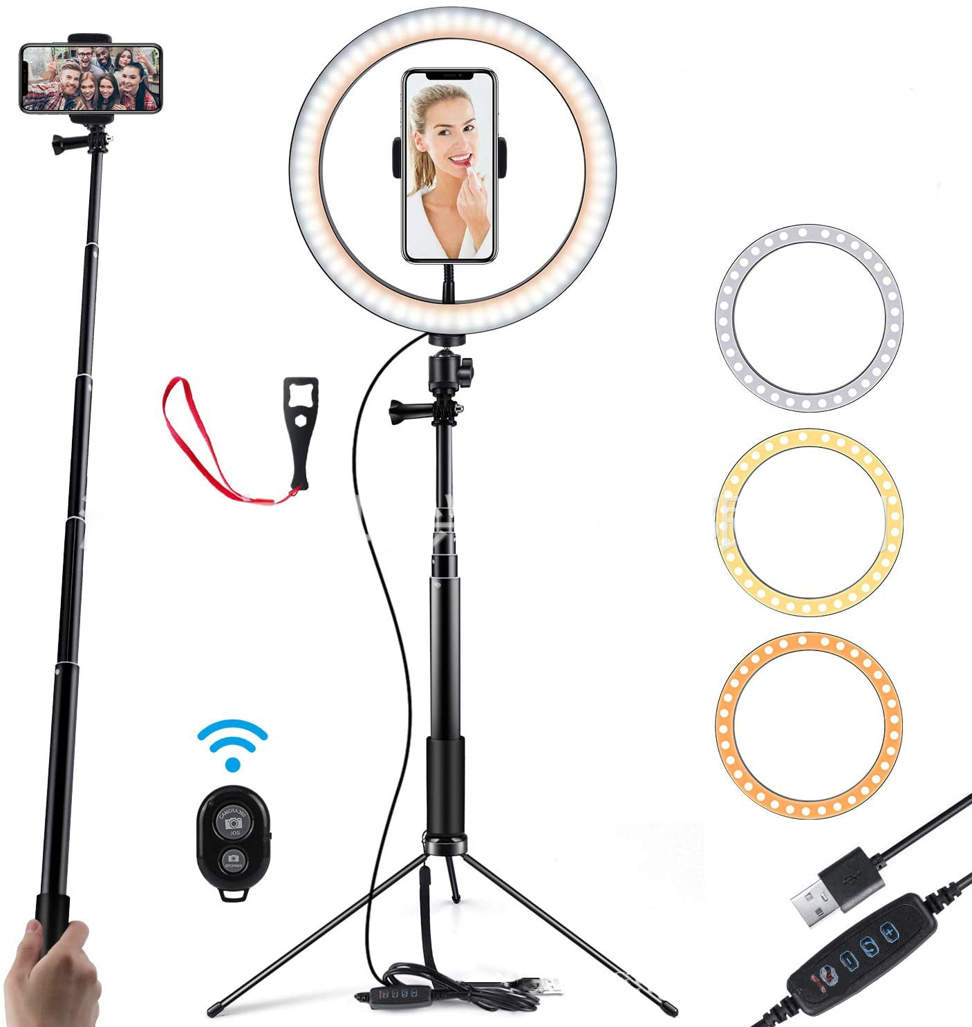Apple-Compatible 10 LED Ring Light Tripod Stand