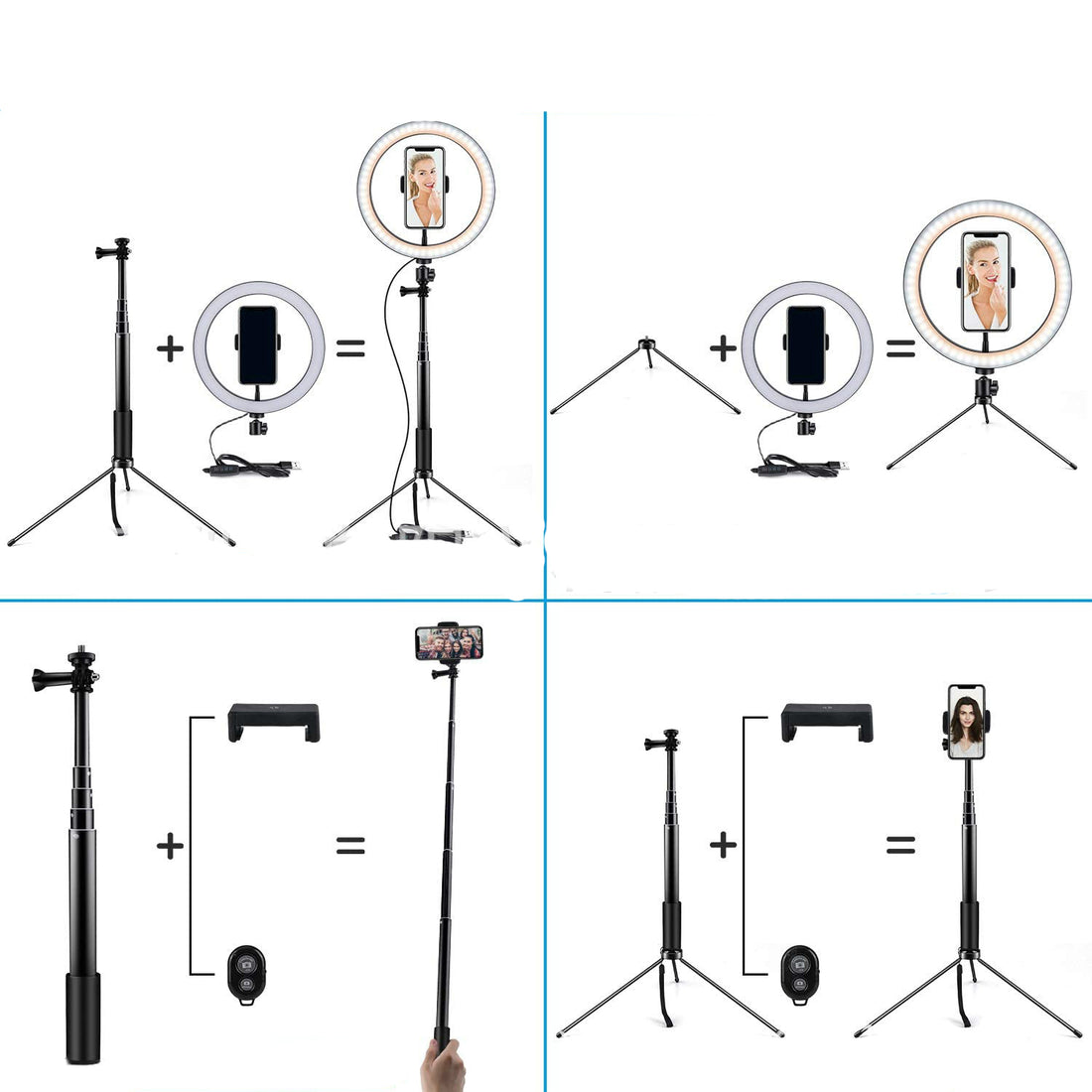 Apple-Compatible 10 LED Ring Light Tripod Stand