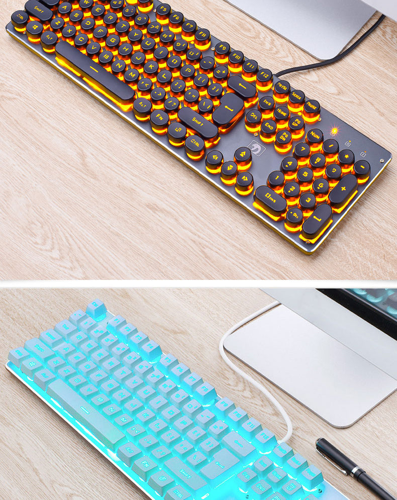 Wired Retro Punk Luminous Gaming Keyboard