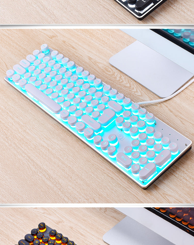 Wired Retro Punk Luminous Gaming Keyboard