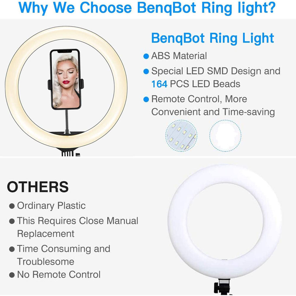 Apple-Compatible Dimmable LED Ring Light Tripod Stand