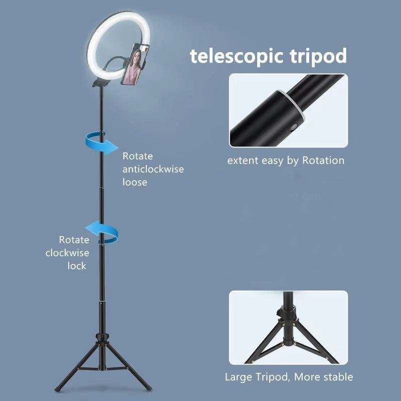 Apple-Compatible Dimmable LED Ring Light Tripod Stand