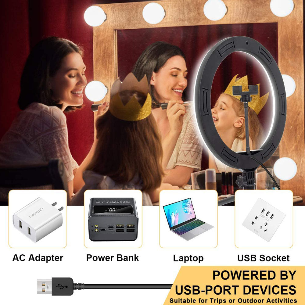 Apple-Compatible Dimmable LED Ring Light Tripod Stand