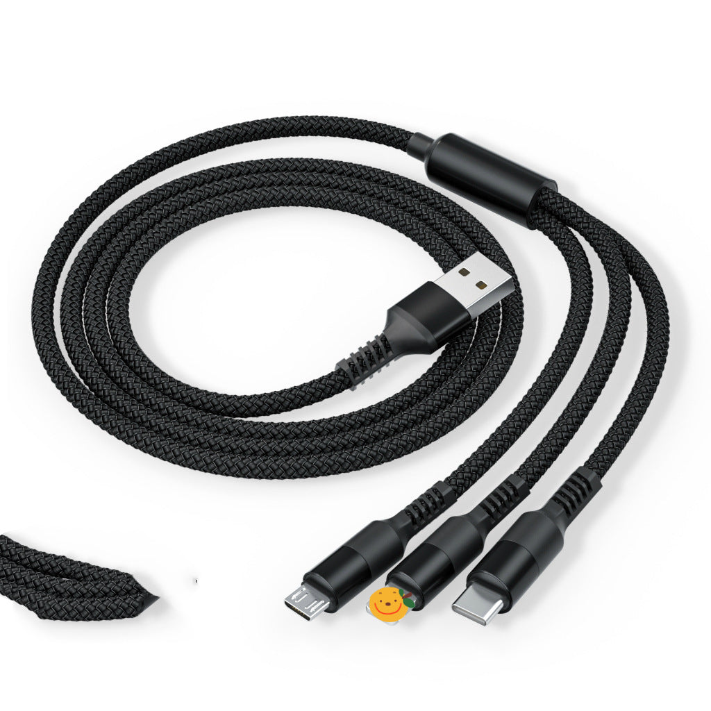 Nylon Braided 3A 3-in-1 Fast Charging Data Cable