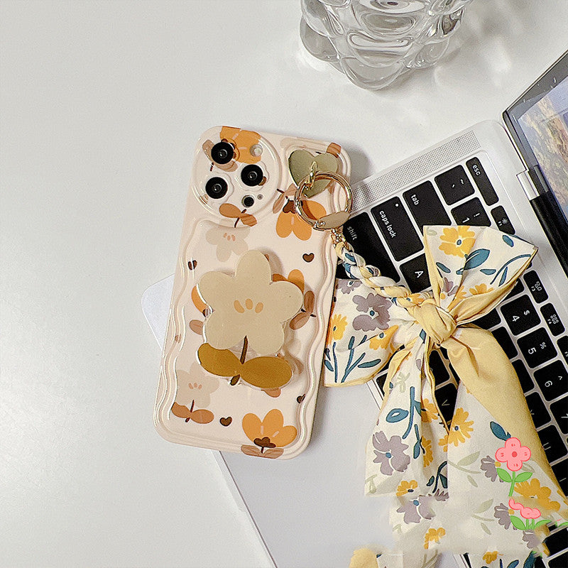 Autumn Leaves Floral Bow Silk Phone Case