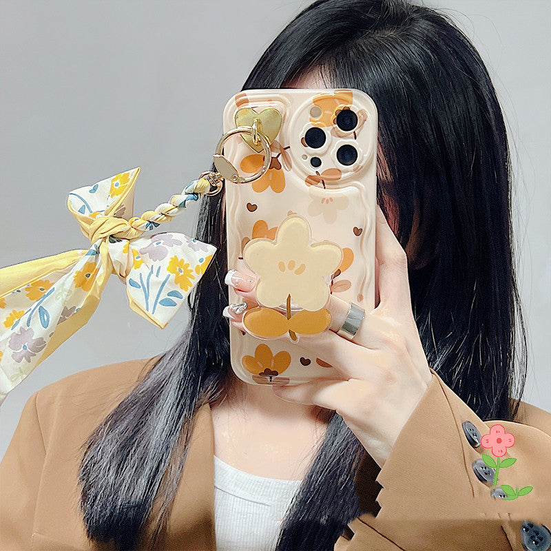 Autumn Leaves Floral Bow Silk Phone Case