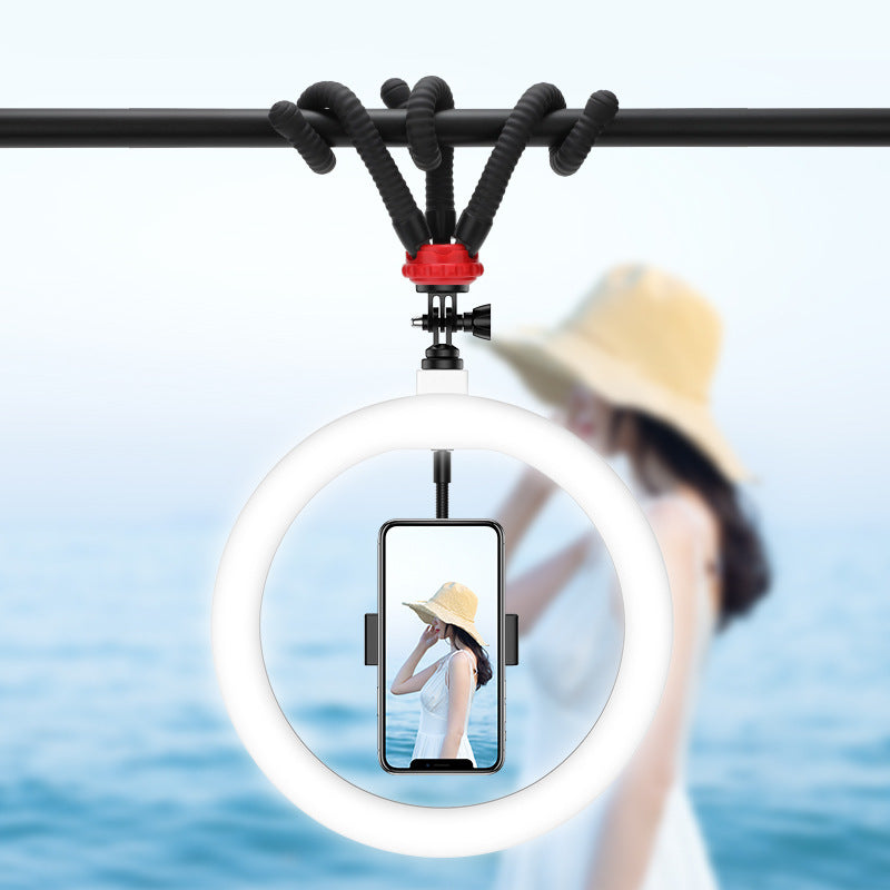 Apple-Compatible 10-Inch LED Ring Light Desktop Tripod Stand