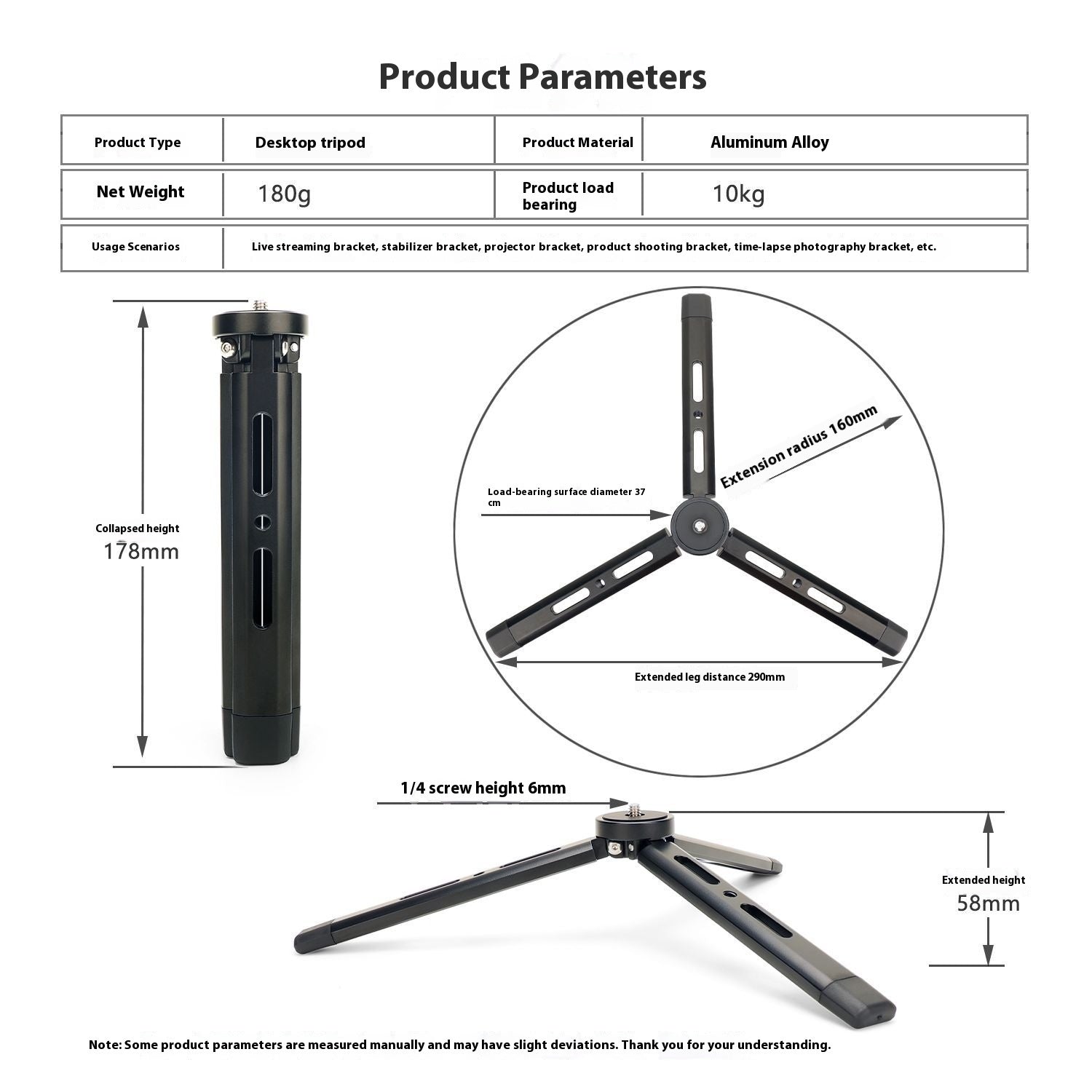 Aluminum Alloy Mini Desktop Phone Tripod Stand