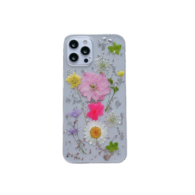 Silver Foil Dried Flowers Epoxy Resin Decoration