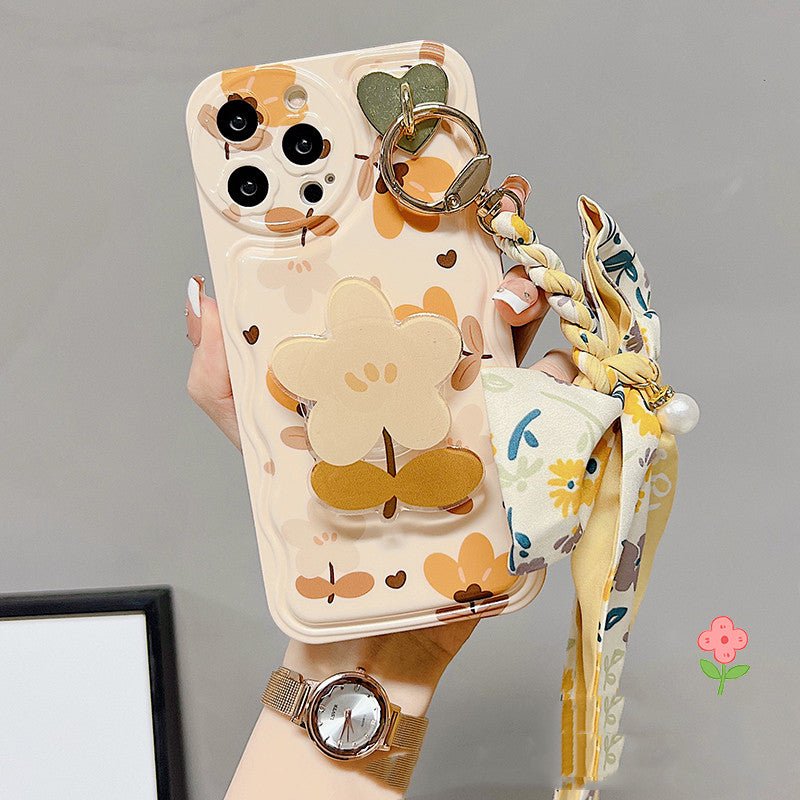 Autumn Leaves Floral Bow Silk Phone Case
