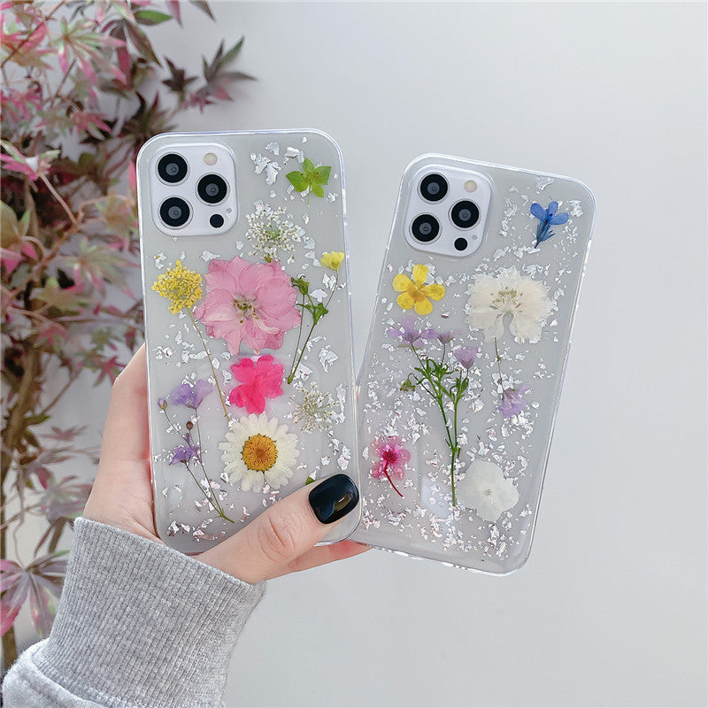Silver Foil Dried Flowers Epoxy Resin Decoration
