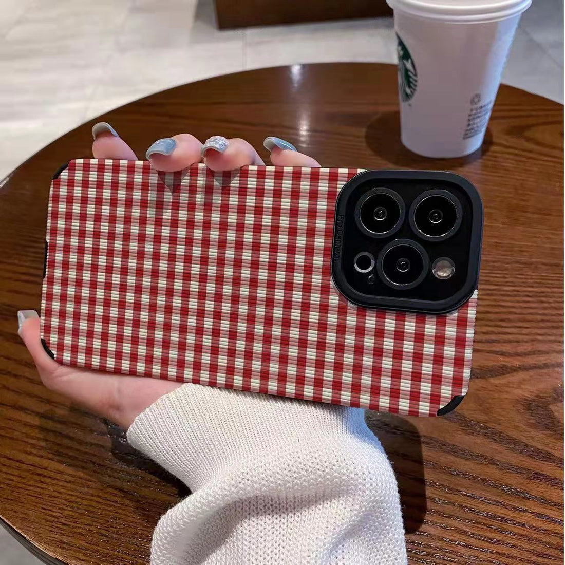 Lambskin Plaid Soft Full Cover Phone Case