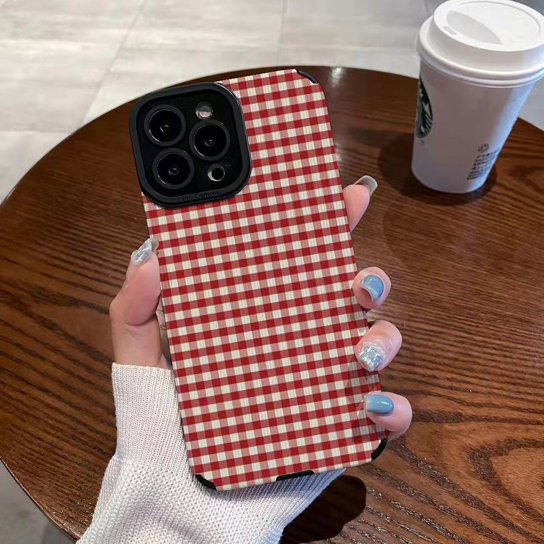 Lambskin Plaid Soft Full Cover Phone Case