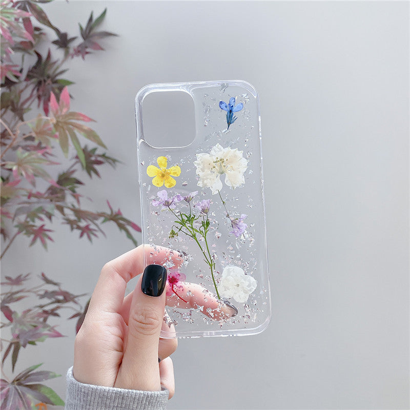 Silver Foil Dried Flowers Epoxy Resin Decoration