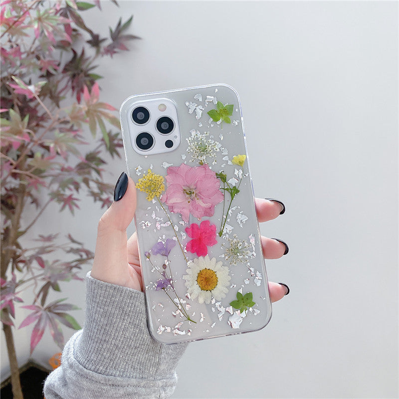 Silver Foil Dried Flowers Epoxy Resin Decoration