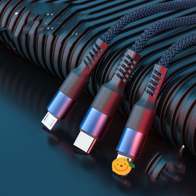 Nylon Braided 3A 3-in-1 Fast Charging Data Cable