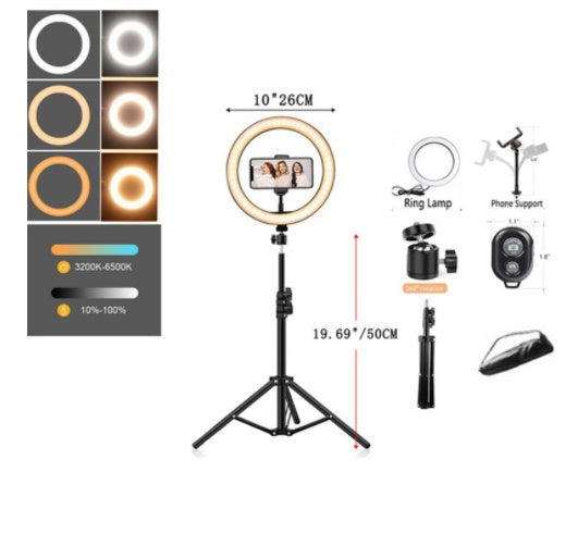 3-Color Ring Light Tripod Phone Holder