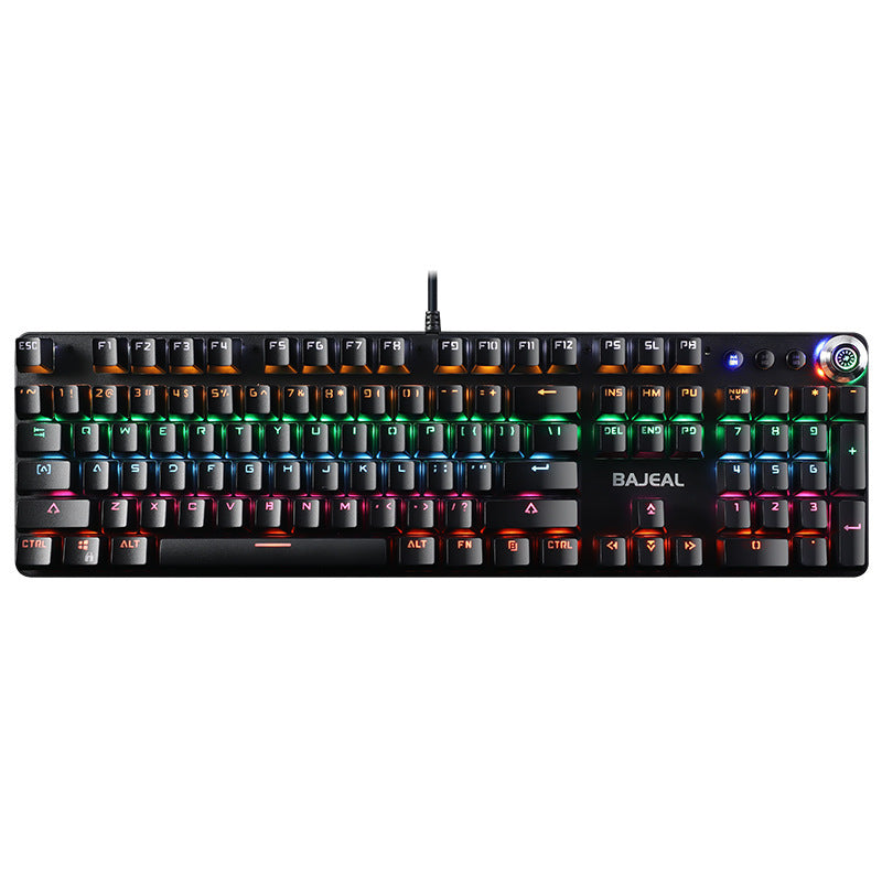 Metal Wired Mechanical Keyboard With Knob Green Switches