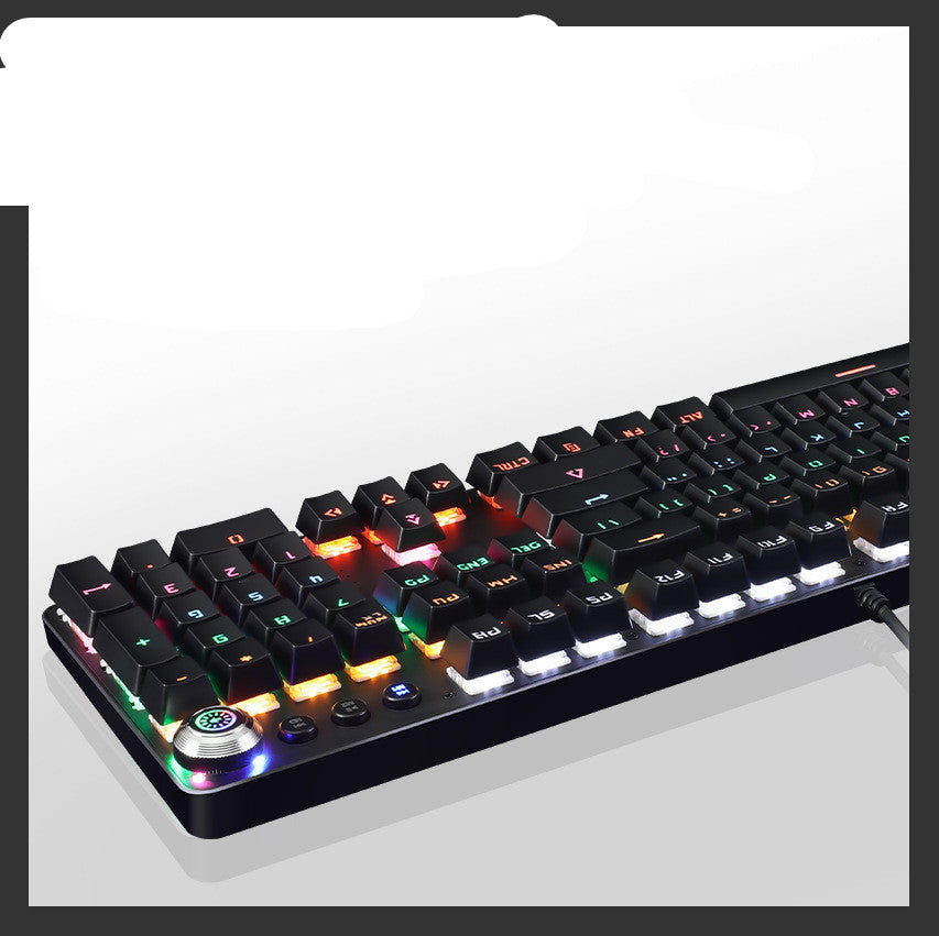 Metal Wired Mechanical Keyboard With Knob Green Switches