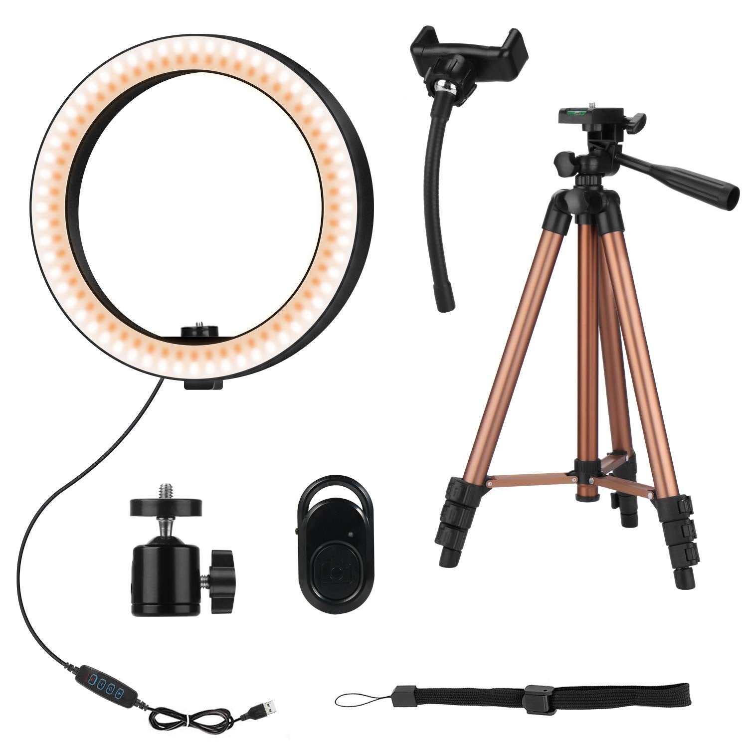 Apple-Compatible Desktop Ring Light Tripod Stand