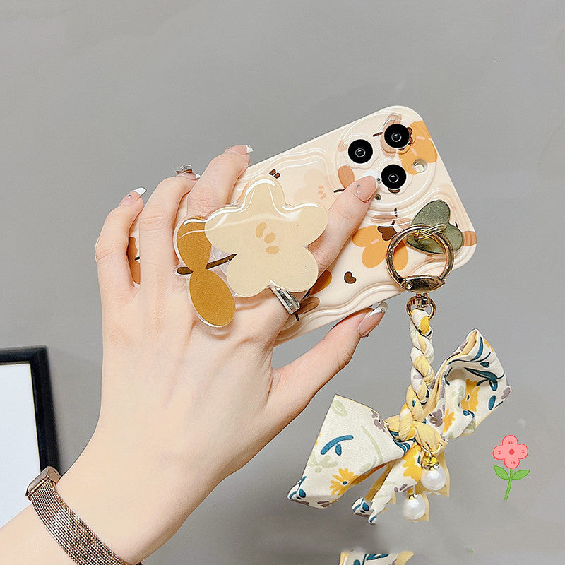 Autumn Leaves Floral Bow Silk Phone Case