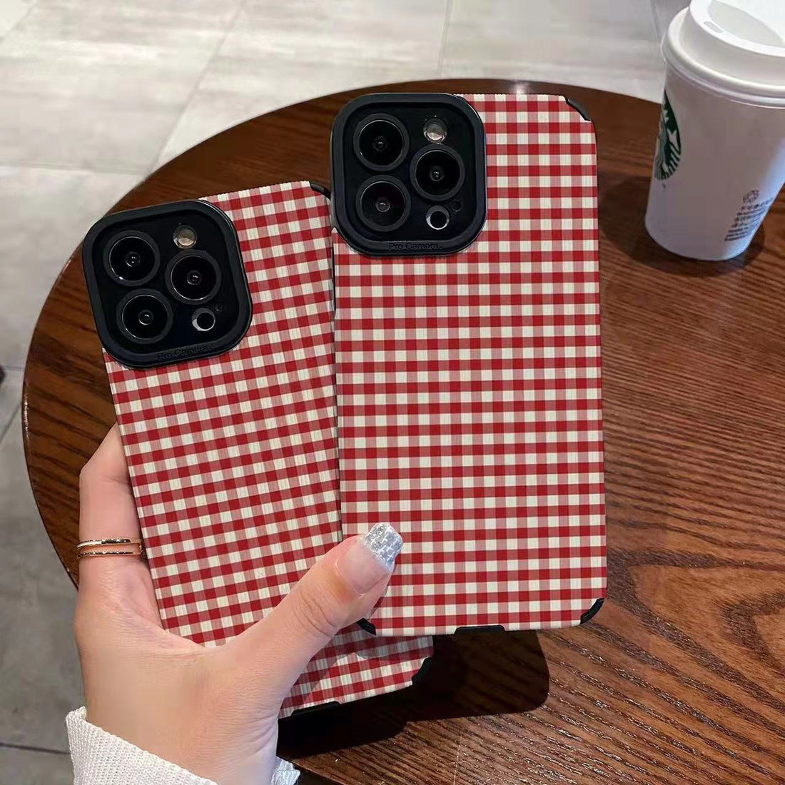 Lambskin Plaid Soft Full Cover Phone Case