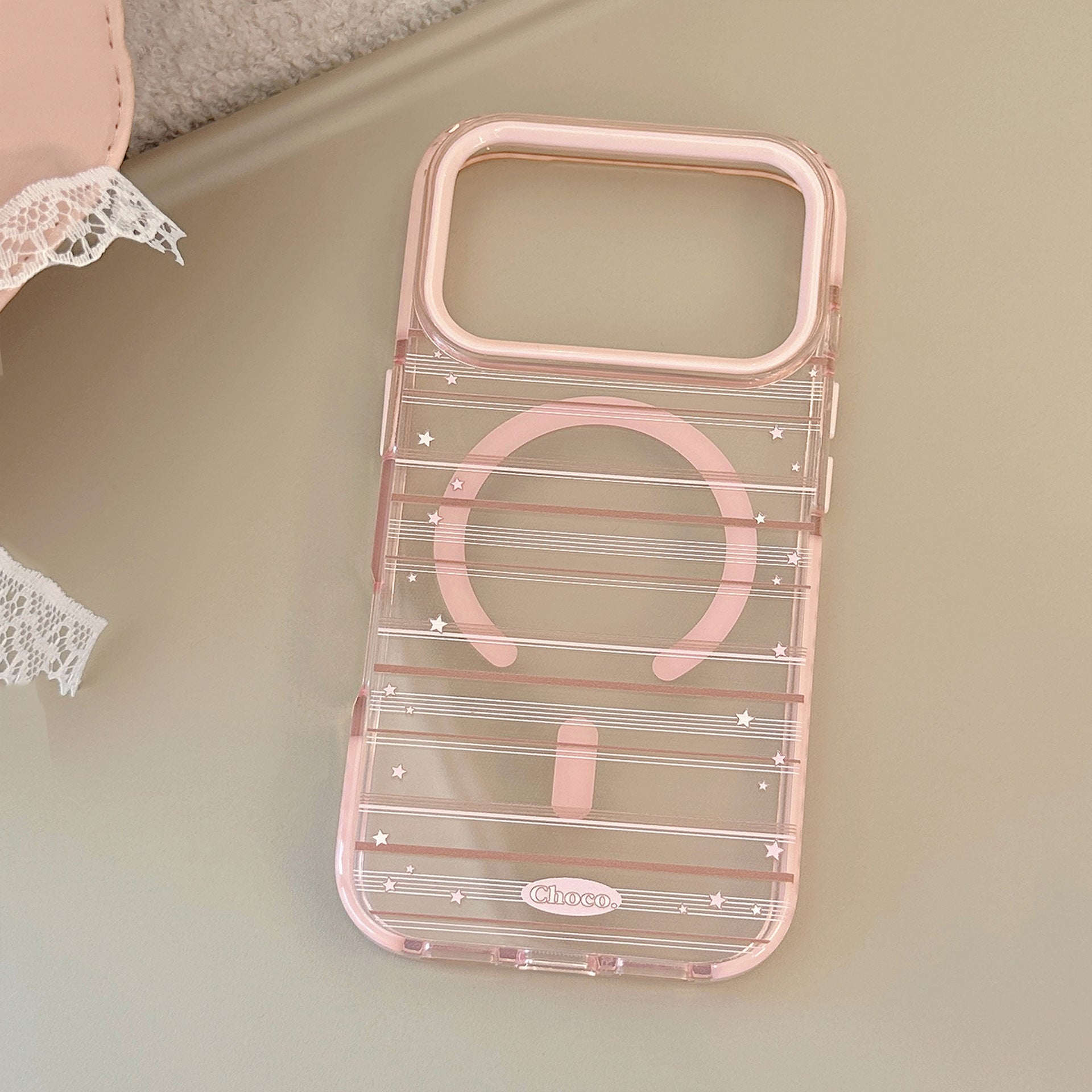 Magnetic Pink Brown Striped Phone Case