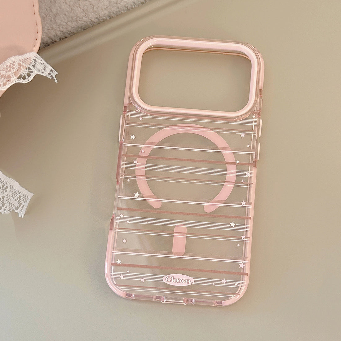 Magnetic Pink Brown Striped Phone Case