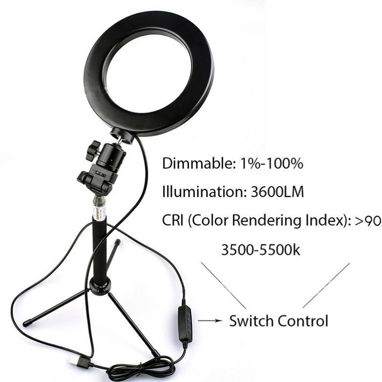 Apple-Compatible LED Ring Fill Light Floor Tripod Stand