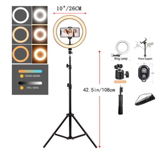 3-Color Ring Light Tripod Phone Holder