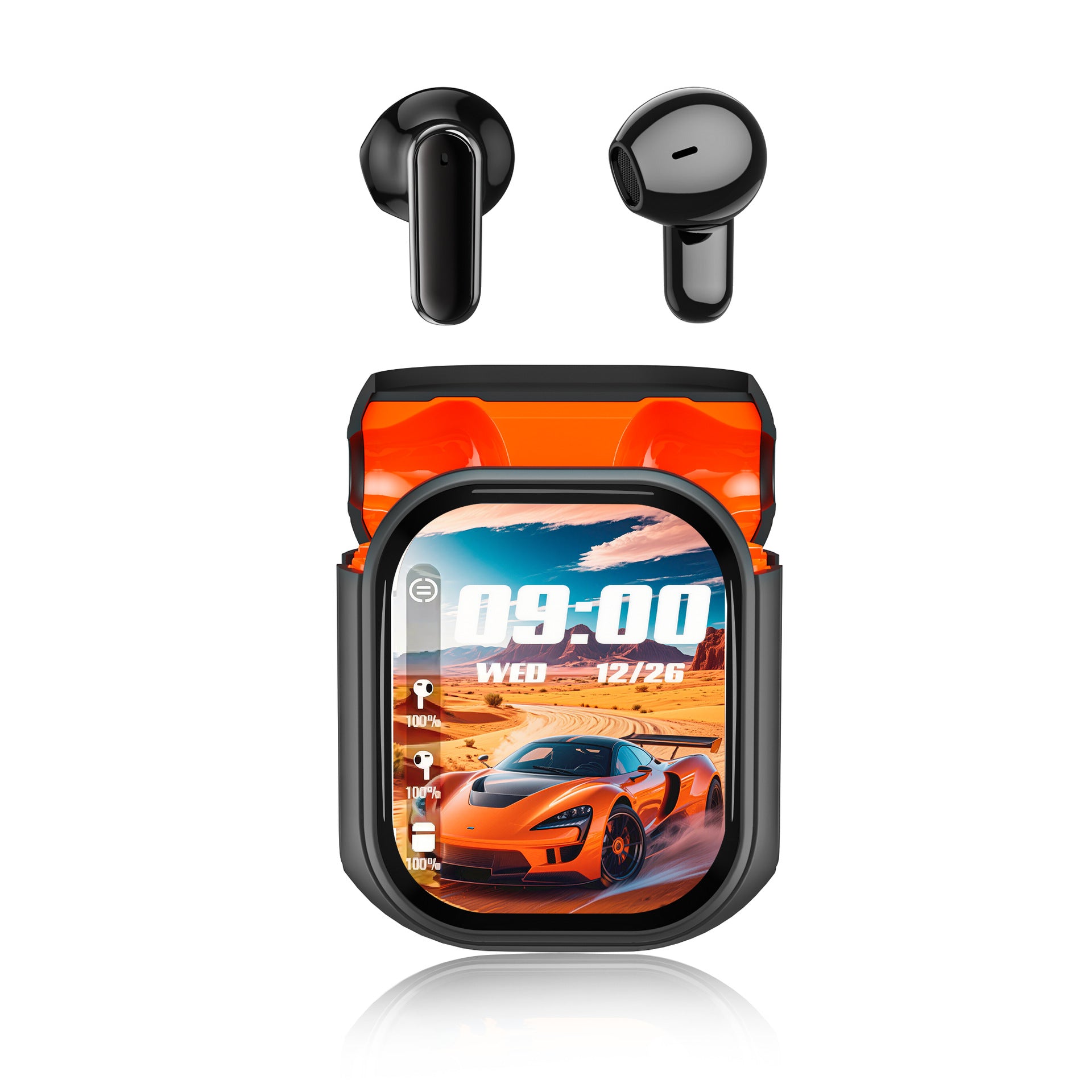 Smart Touchscreen Wireless Earbuds With Noise Cancelling Mic