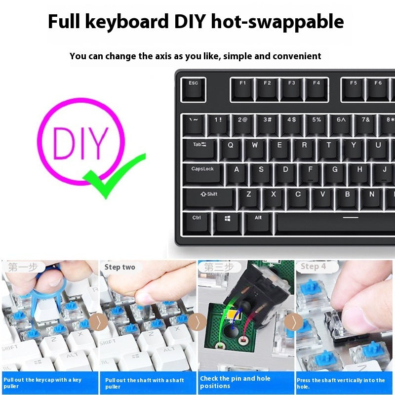 87-Key Wired Hot-Swappable Mechanical Gaming Keyboard