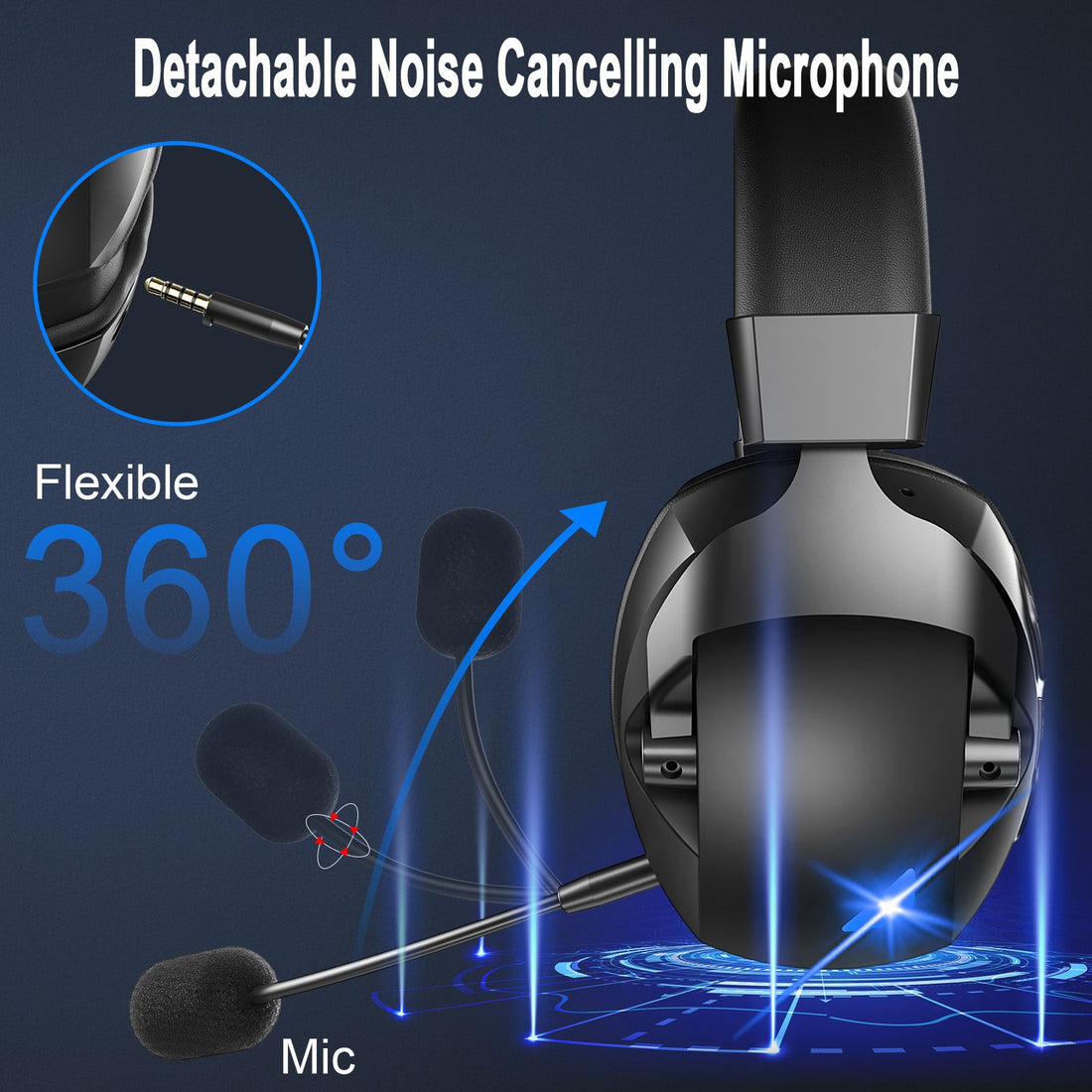 Over-Ear 2.4G Bluetooth Gaming Headphones With Wireless Mic