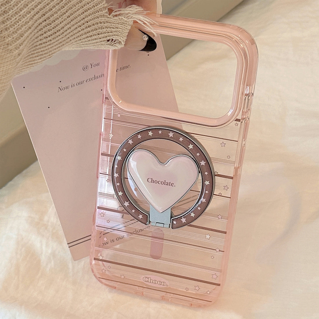 Magnetic Pink Brown Striped Phone Case