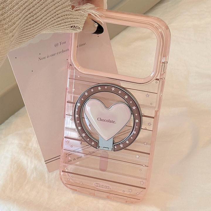 Magnetic Pink Brown Striped Phone Case