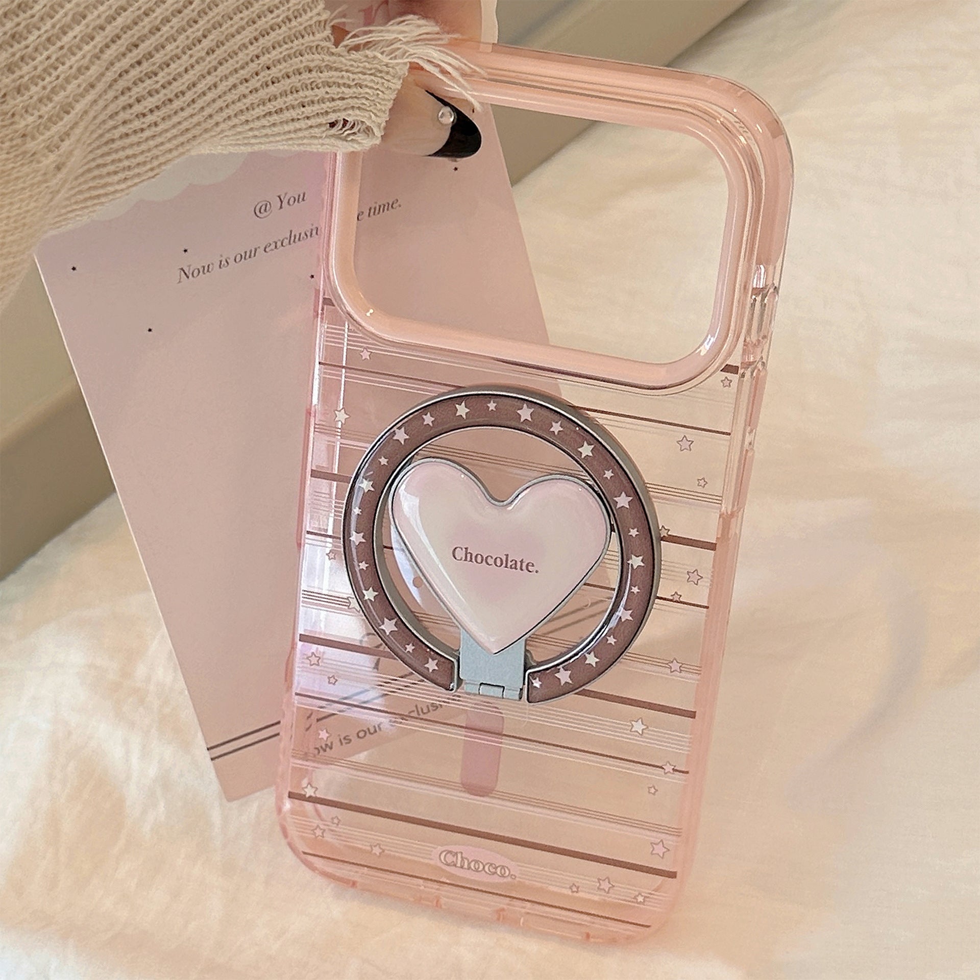 Magnetic Pink Brown Striped Phone Case
