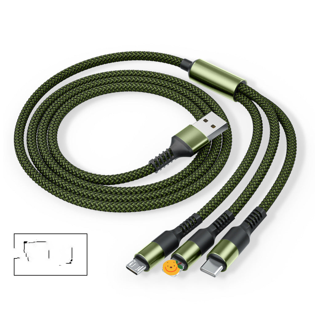 Nylon Braided 3A 3-in-1 Fast Charging Data Cable