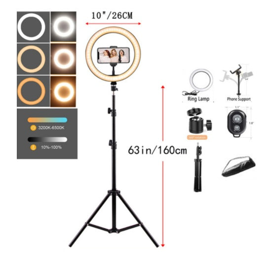 3-Color Ring Light Tripod Phone Holder