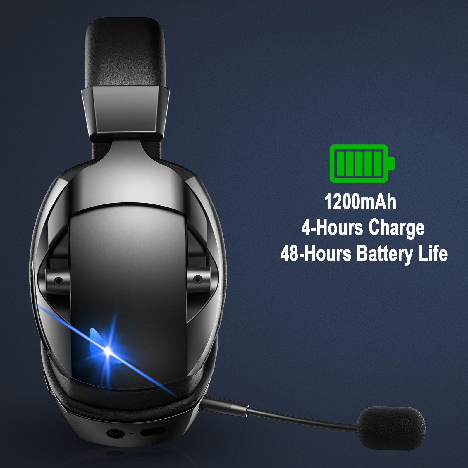 Over-Ear 2.4G Bluetooth Gaming Headphones With Wireless Mic