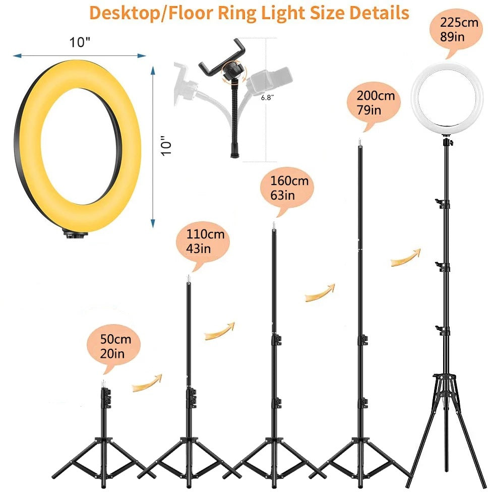 3-Color Ring Light Tripod Phone Holder
