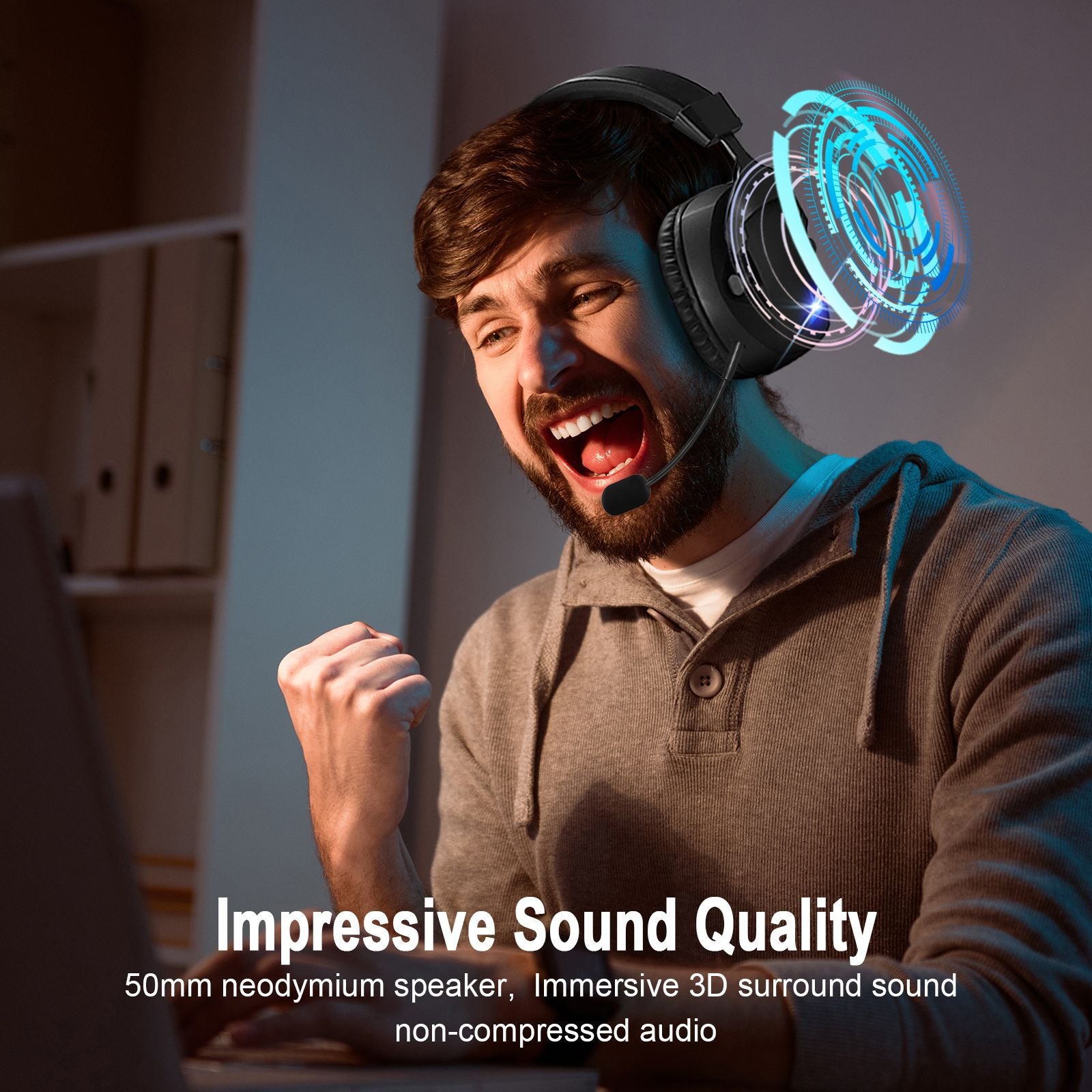 Over-Ear 2.4G Bluetooth Gaming Headphones With Wireless Mic
