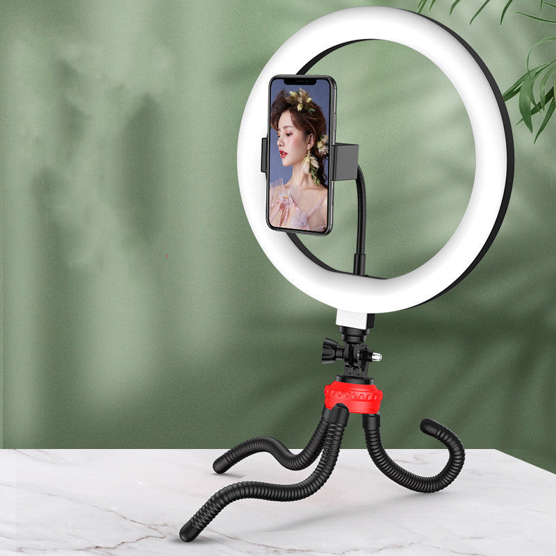 Apple-Compatible 10-Inch LED Ring Light Desktop Tripod Stand