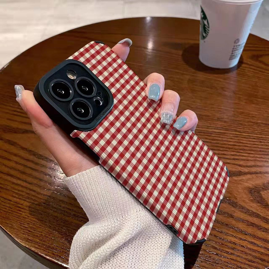 Lambskin Plaid Soft Full Cover Phone Case